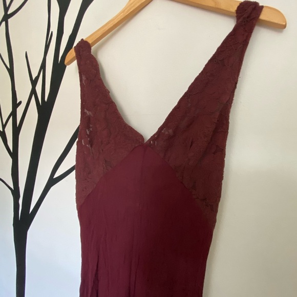 Free People boho wine coloured lace top wide leg jumpsuit - Picture 4 of 7